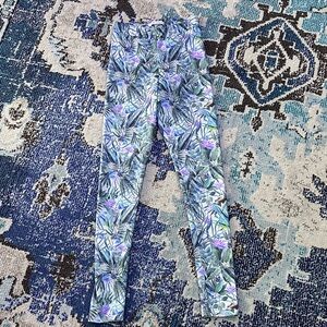 Shades of Blue Floral Leggings Jungle Animals Sz Small
